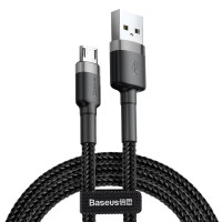 Дата кабель Baseus Cafule USB to MicroUSB Cable 2.4A (1m) (CAMKLF-B) - Серый / Черный