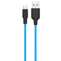 Дата кабель Hoco X21 Plus Silicone MicroUSB Cable (1m) - Black / Blue
