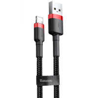 Дата кабель Baseus Cafule USB to Lightning 2.4A (1m) (CALKLF-B) - Червоний / Чорний
