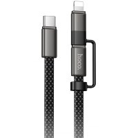 Дата кабель Hoco X125 Surplus 2in1 Type-C to Lightning/Type-C 60W (1m) - Black