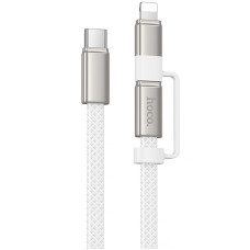 Дата кабель Hoco X125 Surplus 2in1 Type-C to Lightning/Type-C 60W (1m) - White