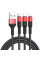 Дата кабель Hoco X26 Xpress 3in1 USB to Lightning/Type-C/MicroUSB 2A (1.2m) - Чорний / Червоний - фото