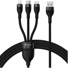 Дата кабель Baseus Flash Series 2 USB to MicroUSB-Lightning-Type-C 100W (1.2m) (CASS03000) - Black