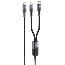 Дата кабель Hoco U139 Type-C to Lightning/Type-C 100W (1.2m) - Black