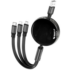 Дата кабель Hoco X78 Easy pull storage 3in1 (1m) - Black