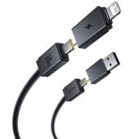 Дата кабель Baseus Versatile Two-for-Two USB/Type-C to Type-C/Lightning 60W (0.6m) (P10383000) - Cosmic Black