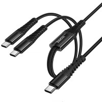 Дата кабель Hoco X123 Victory 2in1 Type-C to Type-C/Type-C 3A (1m) - Black