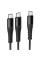 Дата кабель Hoco X123 Victory 2in1 Type-C to Type-C/Type-C 3A (1m) - Black - фото
