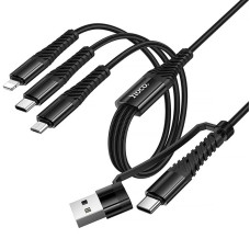 Дата кабель Hoco X123 Victory 6in1 USB/Type-C to Lightning/Type-C/MicroUSB 3A (1m) - Black