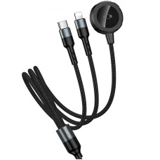Дата кабель Hoco CW64 3in1 Type-C to iWatch/Lightning/Type-C 15W (1.2m) - Black