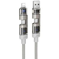 Дата кабель Hoco U151 Goldsmith 4in1 Type-C to USB/Type-C to Lightning 240W (1.2m) - Gray