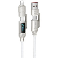 Дата кабель Hoco U152 Fortune 4in1 Type-C to Lightning/Type-C to USB 240W (1.2m) - Light Gray
