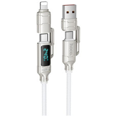 Дата кабель Hoco U152 Fortune 4in1 Type-C to Lightning/Type-C to USB 240W (1.2m) - Light Gray
