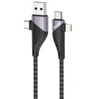 Дата кабель Hoco U95 Freeway 4in1 USB/Type-C to Type-C/Lightning 60W (1.2m) - Black