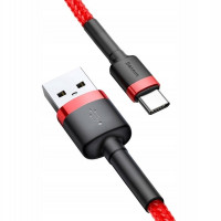 Дата кабель Baseus Cafule USB to Type-C Cable 3A (1m) (CATKLF-B) - Красный / Черный