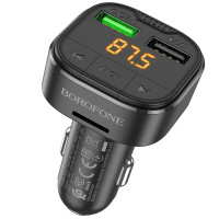 Автомобільний зарядний пристрій FM модулятор Borofone BC43 Flash 18W+QC3.0 (2USB-A) - Black