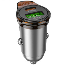 Автомобильное зарядное устройство Hoco NZ16A Rigorous 43W (1USB-A/1C) - Metal grey