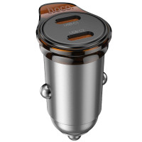 Автомобильное зарядное устройство Hoco NZ16B Rigorous PD45W (2USB-C) - Metal grey