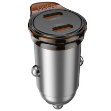 Автомобильное зарядное устройство Hoco NZ16B Rigorous PD45W (2USB-C) - Metal grey