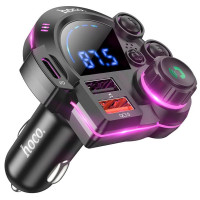 Автомобільний зарядний пристрій FM модулятор Hoco DFM01 Legend 20W+QC3.0 (2USB-A/1C) - Black