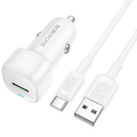Автомобильное зарядное устройство Borofone BZ34 Cloud QC3.0 (1USB-A) + кабель USB to Type-C - White
