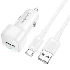 Автомобільний зарядний пристрій Borofone BZ34 Cloud QC3.0 (1USB-A) + кабель USB to Type-C - White