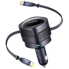Автомобильное зарядное устройство Baseus Enjoyment Max PD60W with retractable cable (2USB-C) (C00035507121) - Cosmic Black