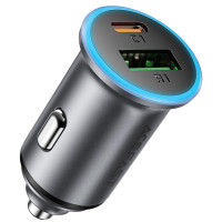 Автомобильное зарядное устройство Acefast B15 PD20W+QC3.0 total 65W (1USB-A/1C) - Gray