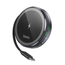 Беспроводное зарядное устройство Hoco CQ18 Flash 2in1 Magnetic + iWatch (with retractable cable Type-C) - Metal gray