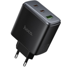 Мережевий зарядний пристрій Hoco C160A Upgrade PD65W+QC3.0 (1USB-A/2C) - Black