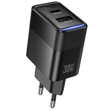 Мережевий зарядний пристрій Hoco CS112A Lounge PD30W+QC3.0 (1USB-A/1C) - Black