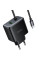Мережевий зарядний пристрій Hoco C164A New PD30W+QC3.0 (1USB-A/1C) + встроенный кабель Type-C - Black - фото