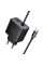 Мережевий зарядний пристрій Hoco C164A New PD30W+QC3.0 (1USB-A/1C) + встроенный кабель Type-C - Black - фото