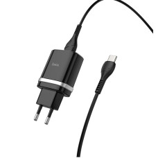 Мережевий зарядний пристрій Hoco C12Q Smart QC3.0 3A (1USB-A) + кабель USB to Type-C - Чорний