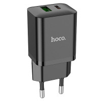 Сетевое зарядное устройство Hoco N28 Founder PD20W+QC3.0 (1USB-A/1C) - Black