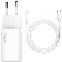 Мережевий зарядний пристрій Baseus Super Si Quick Charger PD20W (1USB-C) + кабель Type-C to Lightning (TZCCSUP-B) - Білий