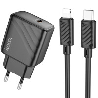 Мережевий зарядний пристрій Hoco CS22A Value PD30W (1USB-C) + кабель Type-C to Lightning - Black