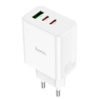 Мережевий зарядний пристрій Hoco C126A PD40W+QC3.0 (1USB/2Type-C) - White