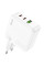 Мережевий зарядний пристрій Hoco C115A Header PD65W+QC3.0 (1USB-A/2C) - White - фото
