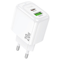 Мережевий зарядний пристрій Hoco CS54A Surplus PD20W+QC3.0 (1USB-A/1C) - White