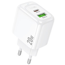 Мережевий зарядний пристрій Hoco CS54A Surplus PD20W+QC3.0 (1USB-A/1C) - White