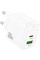Мережевий зарядний пристрій Hoco CS54A Surplus PD20W+QC3.0 (1USB-A/1C) - White - фото