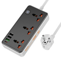 Подовжувач Hoco AC8A Storm (PD30W/1C/3A/3xSocket) (1.5m) - Black
