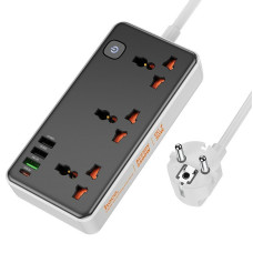 Подовжувач Hoco AC8A Storm (PD30W/1C/3A/3xSocket) (1.5m) - Black