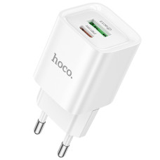 Мережевий зарядний пристрій Hoco C147A PD20W+QC3.0 (1USB-A/1C) - White