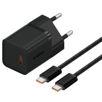 Мережевий зарядний пристрій Baseus GaN5 Fast Charger mini PD30W (1USB-C) + кабель Type-C to Type-C (P10110902) - Cluster Black