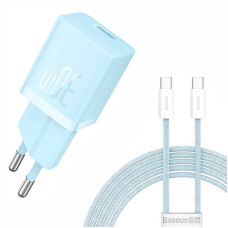 Мережевий зарядний пристрій Baseus GaN5 Fast Charger mini PD30W (1USB-C) + кабель Type-C to Type-C (P10110902) - Galaxy Blue