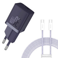 Мережевий зарядний пристрій Baseus GaN5 Fast Charger mini PD30W (1USB-C) + кабель Type-C to Type-C (P10110902) - Midnight Purple