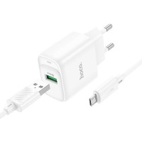 Мережевий зарядний пристрій Hoco C140A Smart QC3.0 18W (1USB-A) + кабель USB to MicroUSB - White