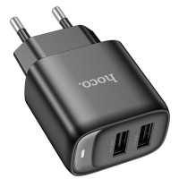 Мережевий зарядний пристрій Hoco C141A Smart 2.1A (2USB-A) - Black